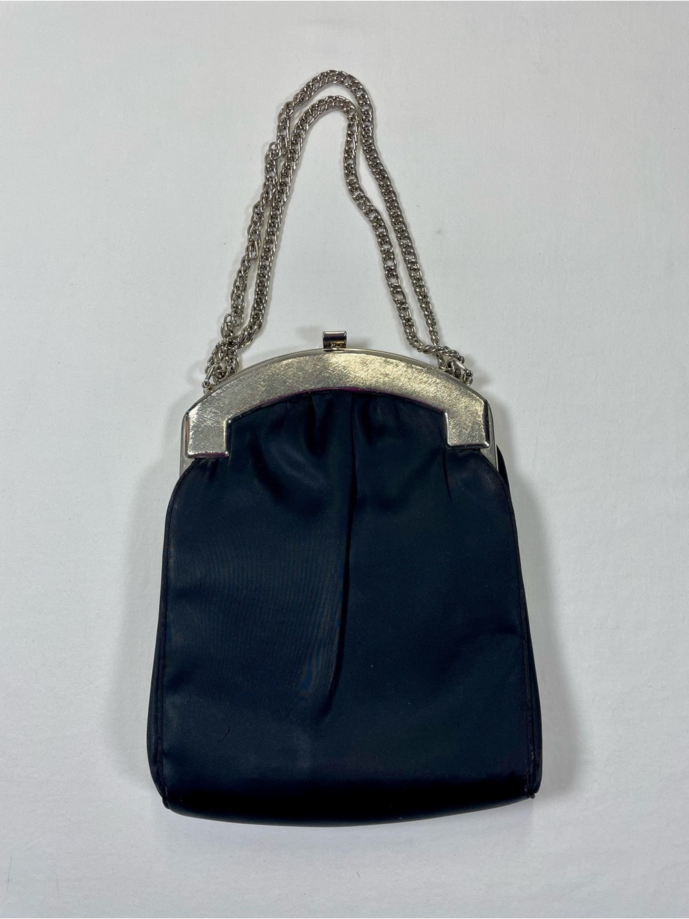 Vintage Mardane Black Satin Evening Handbag, Vintage black purse